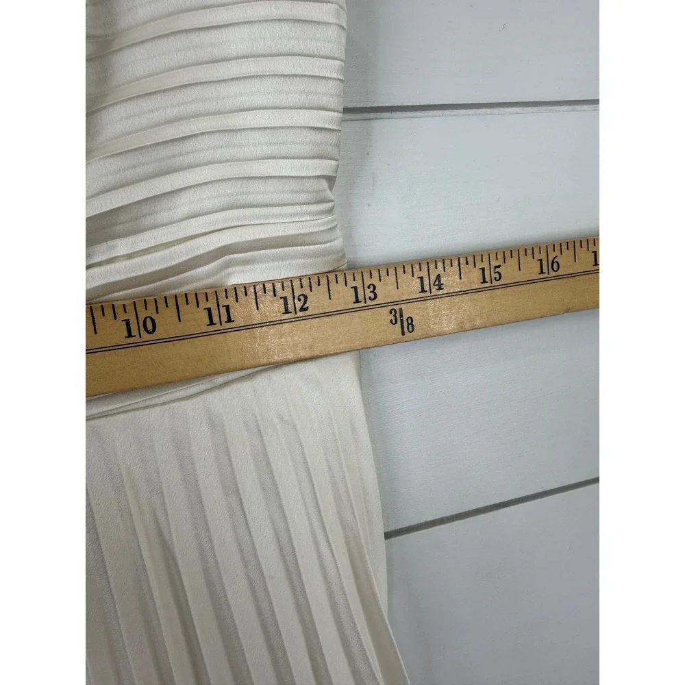 Abercrombie & Fitch GISELLE Pleated Tiered Dress Women XS Cream Satin Cutout